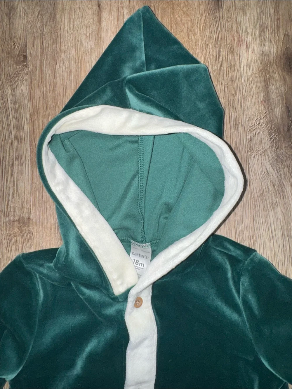 Carter’s Baby Elf Hooded Jumpsuit in Green Size 18 Months